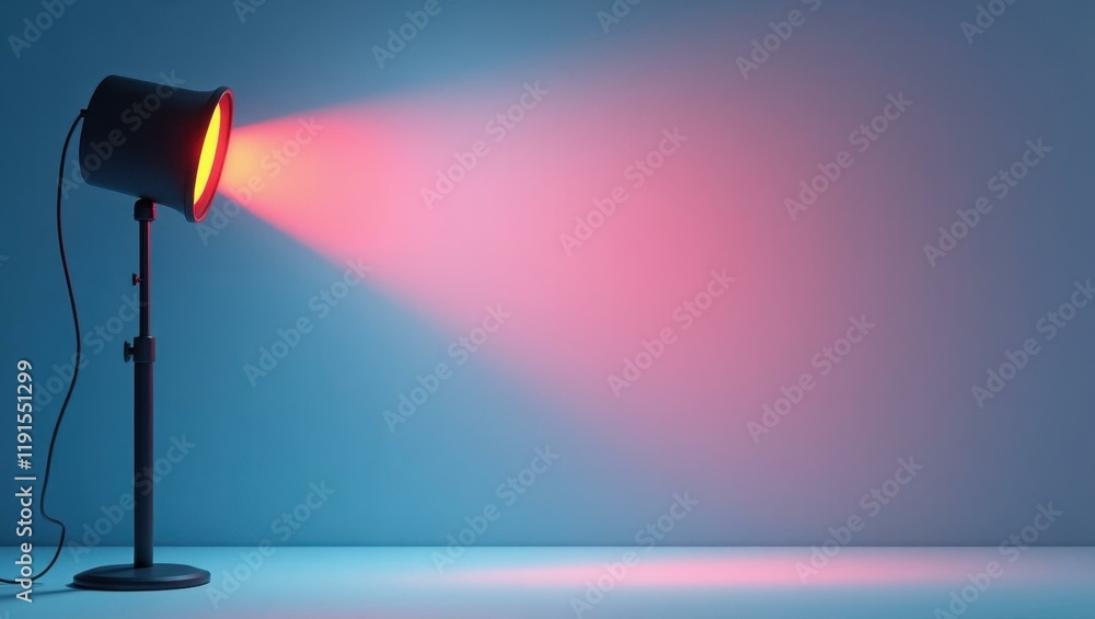 Poster maroon camera flash on left. soft black background. copy space for text, 3d render ai generated desi