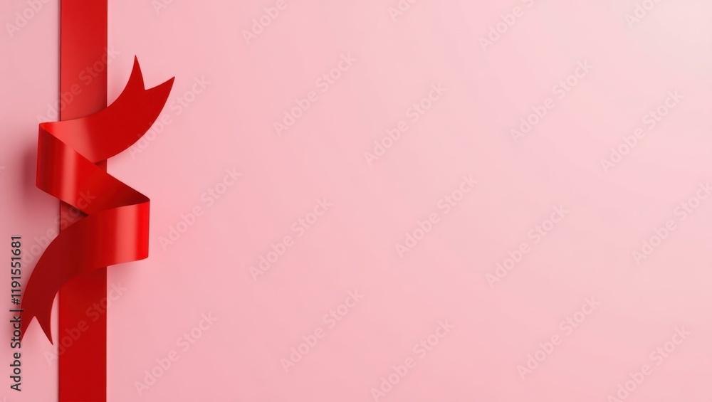 Poster ruby red safe on left. soft pink background. copy space for text, 3d render ai generated designer el