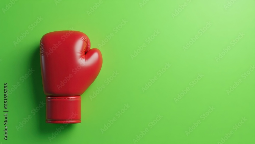 Poster boxing glove in red on left. soft blue background. copy space for text, 3d render ai generated desig