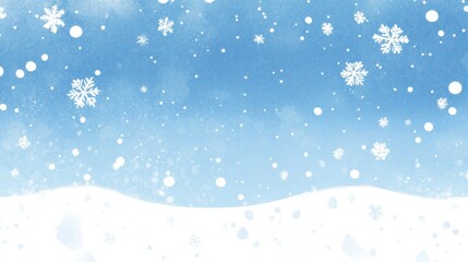 Winter Wonderland Scene With Snowflakes Falling On Snowy Ground