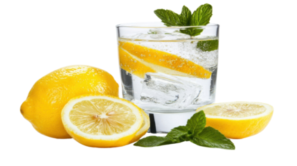 Tea with lemon transparent background