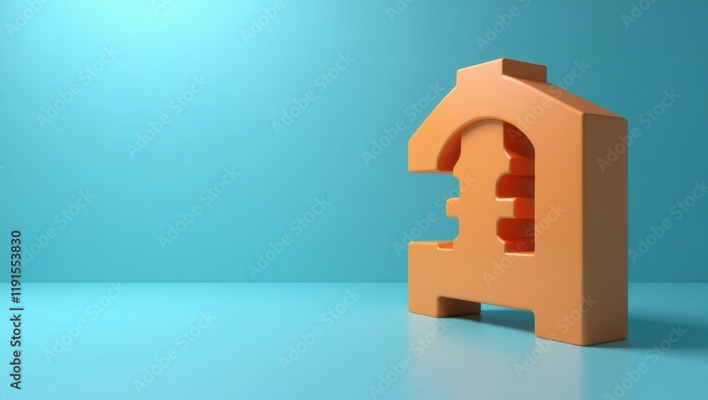 Poster tangerine carousel horse on right. soft red background. copy space for text, 3d render ai generated 