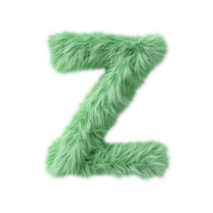Soft fluffy mint letter Z showcasing playful texture perfect for creative decor projects