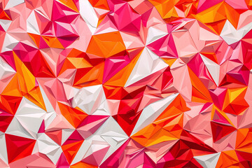 Obraz premium Abstract Geometric Pattern with Orange and White Triangular Shapes, Modern Art Design with Polygonal Texture and Vibrant Colors