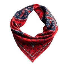 Red Bandana Silk Scarf Fashion Accessory Design Elegant Pattern Textile dark blue soft wrap style   