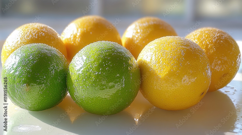 Poster limes and lemons arranged in a circular pattern
