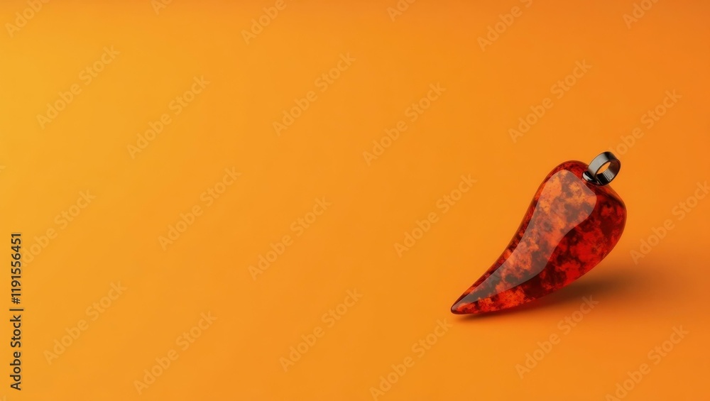 Poster amber saber tooth pendant on left. soft green background. copy space for text, 3d render ai generate