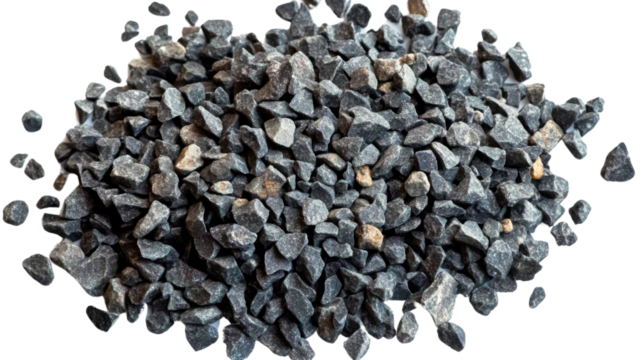 Gravel aggregate texture, isolated on transparent background