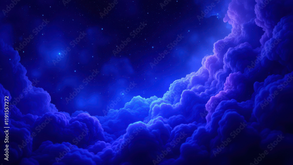 Poster vibrant abstract background with nebula-like clouds.