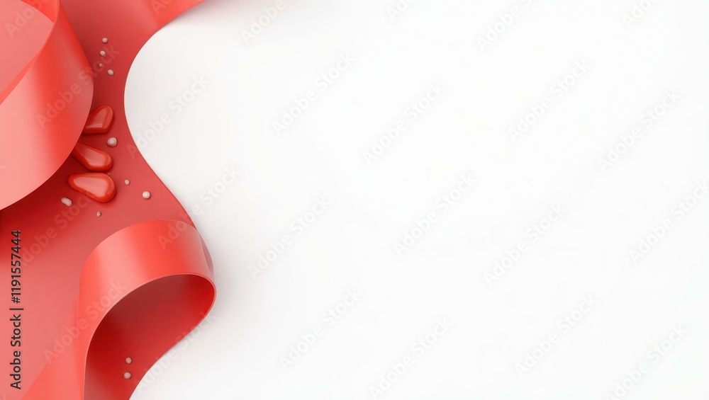 Poster ruby red safe on left. soft pink background. copy space for text, 3d render ai generated designer el