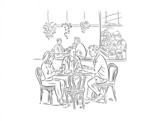 Obraz premium Friends Enjoying Coffee In A Casual Cafe Setting
