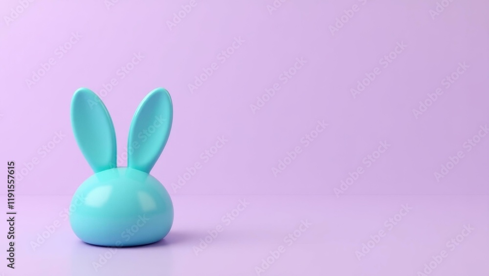 Poster turquoise rabbit ears antenna on left. soft red background. copy space for text, 3d render ai genera