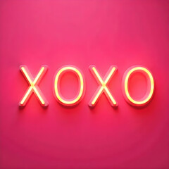Pink neon XOXO, valentine 3d design, Valentine's Day 3d XOXO text on pink