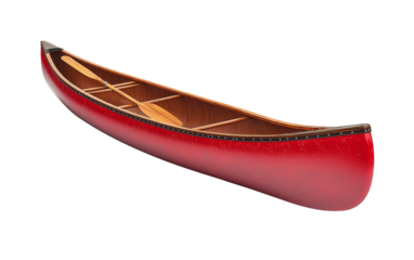Classic Red Canoe on a White Background Isolated on transparent background