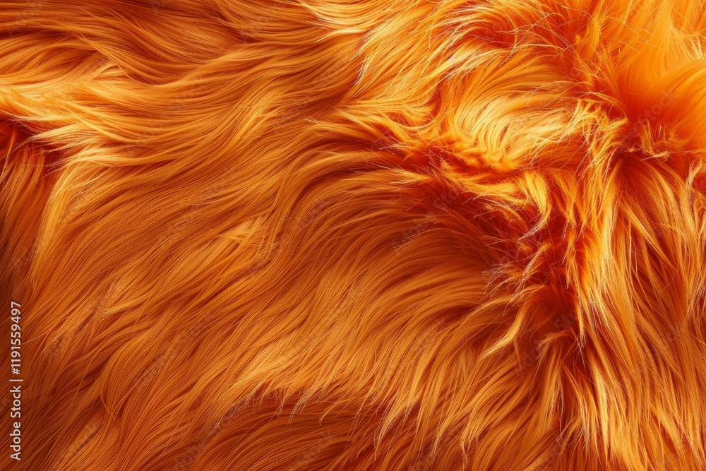 Poster close up view of wavy orange fur creating a vibrant and textured background