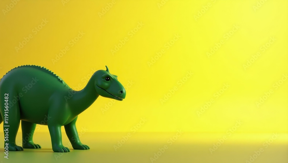Poster rich forest green dinosaur silhouette on left. soft orange background. copy space for text, 3d rende