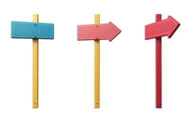 Colorful Directional Signs with Empty Space Isolated on transparent background