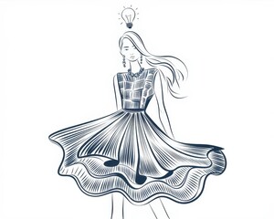 Fashionable Woman With Idea Above Her Head