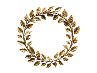Elegant Golden Laurel Wreath Design for Decoration Isolated on transparent background