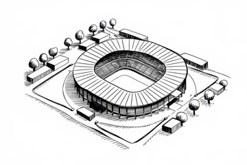 Stadium Design Aerial View Showing Surroundings