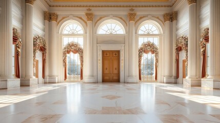Inauguration ceremony at the west front with a grand view of the historical architecture and lively atmosphere, highlighting national pride and democratic traditions