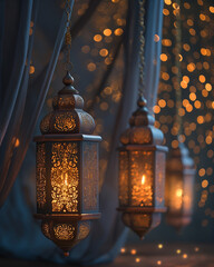 Hanging arabic lanterns,  Islamic background