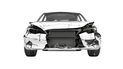 Fototapeta premium Crashed car transparent background