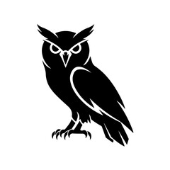 Minimalist Owl Silhouette - Black and White Wildlife Vector Design