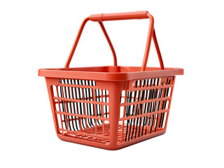 Stylish Red Shopping Basket for Retail Use Isolated on transparent background