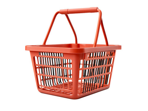 Stylish Red Shopping Basket for Retail Use Isolated on transparent background