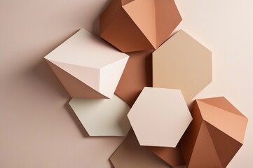 background with geometric shapes in pantone 2025 color of the year mocha mousse	
