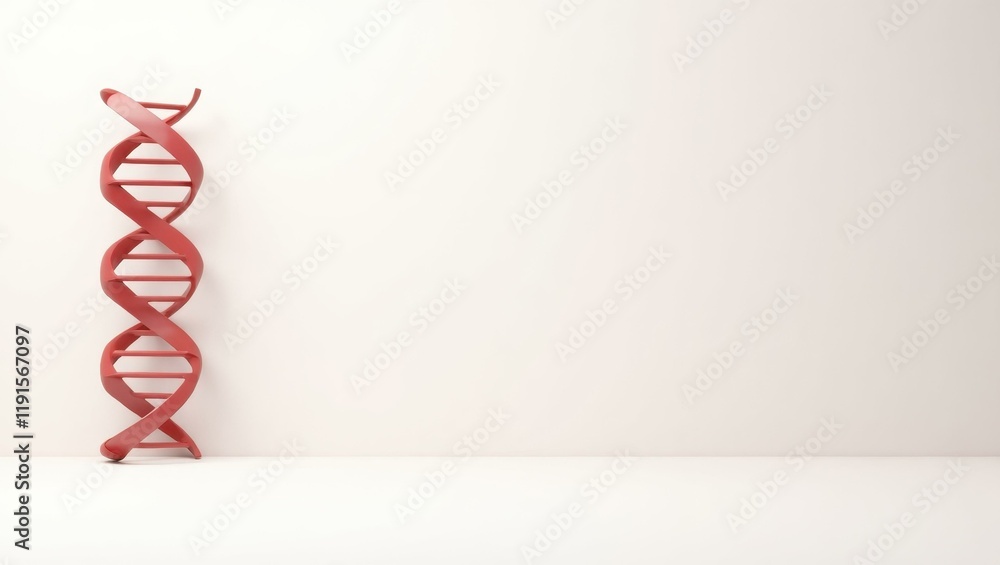 Poster rich red dna helix on right. soft black background. copy space for text, 3d render ai generated desi