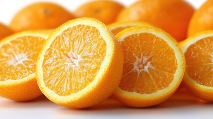 Fototapeta premium Juicy Orange Slices Freshly Cut Ready To Eat