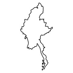 Vector outline Myanmar icon outline on white background