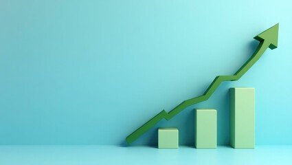 Olive green centaur figure on right. Green ascending arrow with bar ch