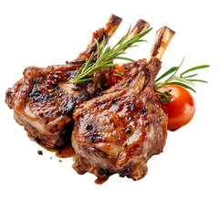 Delicious Grilled Lamb Chops Rosemary Tomatoes Gourmet Food Dish Dinner Recipe Red Meat Meal Diet   