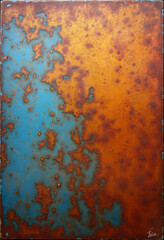 Surface resembling rusted metal with vibrant patinas