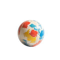 Colorful Vintage World Globe Red Blue Yellow Educational Decor Global Travel International Map      