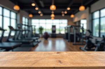 Abstract blur fitness gym with equipment for background