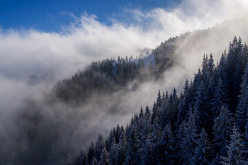 clouds over mountains, Piatra Mare Mountains, Romania 
