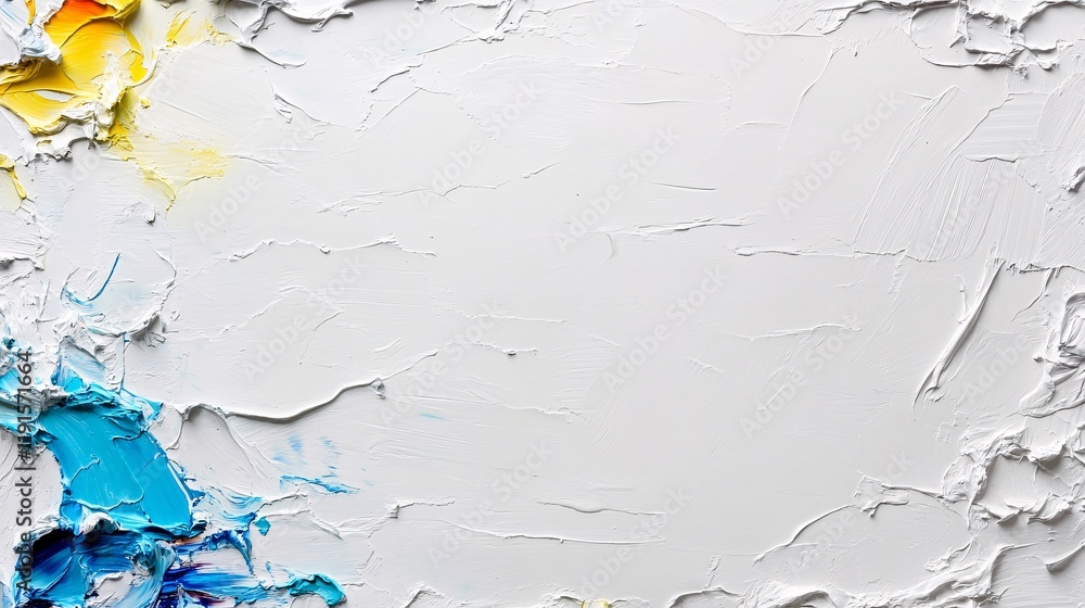 Poster colorful palette creates vibrant texture for artistic expression in a studio setting