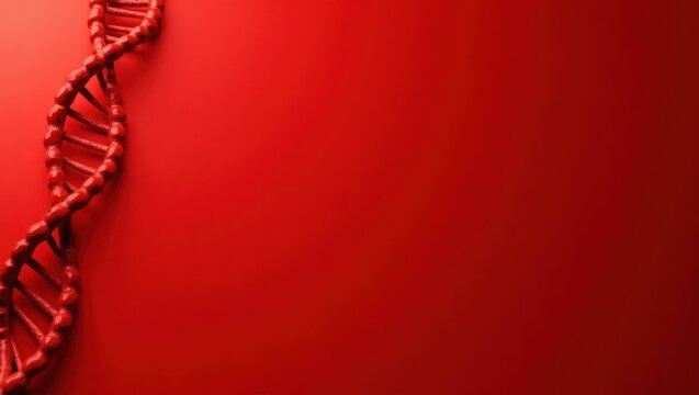Rich red dna helix on right. Soft black background. Copy space for text, 3D render AI Generated Designer Element - Powered by Adobe