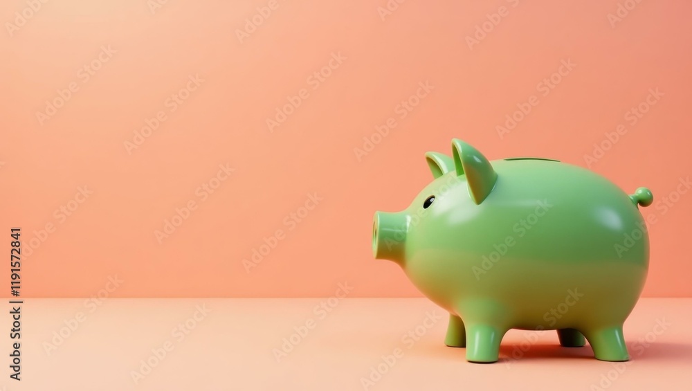 Poster coral pink dumbbell on right. soft green background. copy space for text, 3d render ai generated des