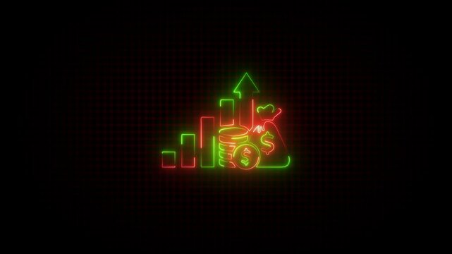 Inflation flat icon animation With Glowing neon line  . Wealth, Savings, Economic trends, Profit margins, Banking services, Quality design element Flat style inflation icon Editable 