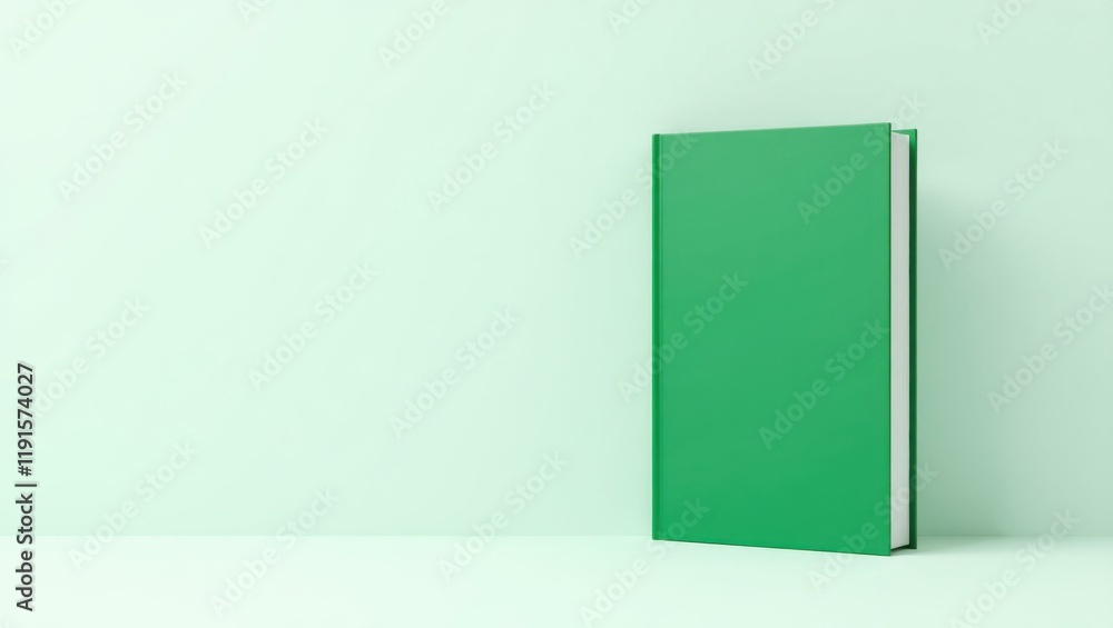 Poster emerald green briefcase on right. soft black background. copy space for text, 3d render ai generated
