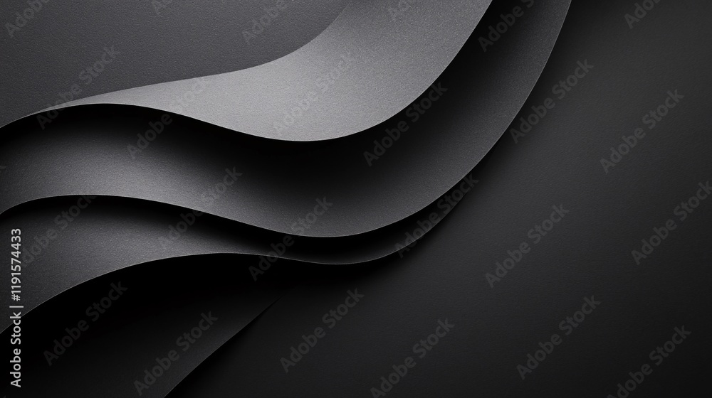 Poster elegant black paper waves create a smooth and modern abstract texture