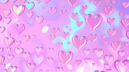 iridescent colors, hearts and bubble pattern Commercial, professional quality, iridescent reflections
