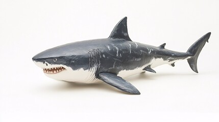 Fototapeta premium Realistic model of a shark displayed on a neutral background