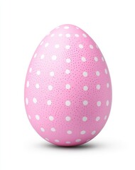 A solitary handmade pink Easter egg on a white background, with a clipping path
