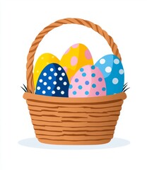 Charming basket with Easter egg designs, ideal for a springtime present